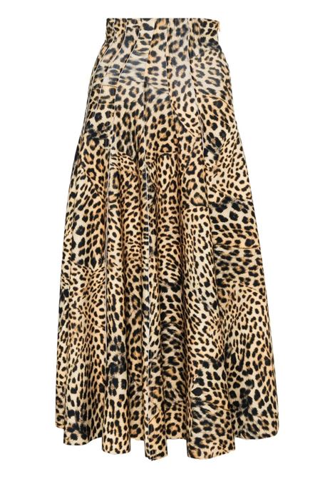 Caramel brown animalier Grace skirt Norma Kamali - women NORMA KAMALI | KK424SPL179656